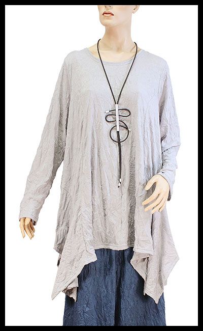 DIFERA crushed pointed side inserts Lagenlook tunic M fits up to L 