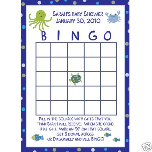 24 Baby Shower Bingo Game Cards UNDER THE SEA  