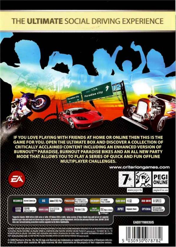 New PC Video Game BURNOUT PARADISE   THE ULTIMATE BOX  