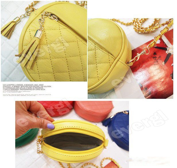 Hot 5 Colors PVC Small Circle Shoulder Chain Bag  