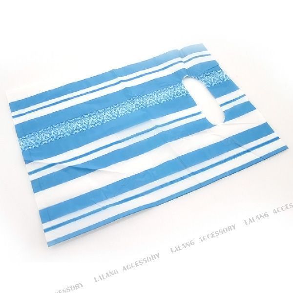 100pcs New Blue and White Plastic Boutique Gift Carrier Bags 20x25cm 