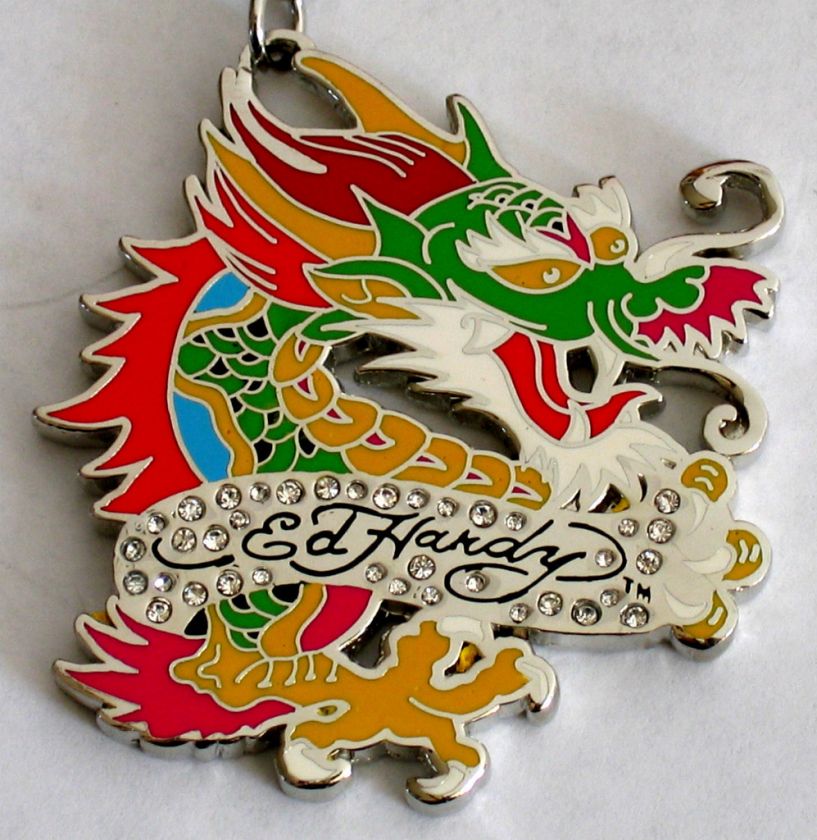 LICENSED ED HARDY DRAGON HEAD PENDANT NECKLACE  