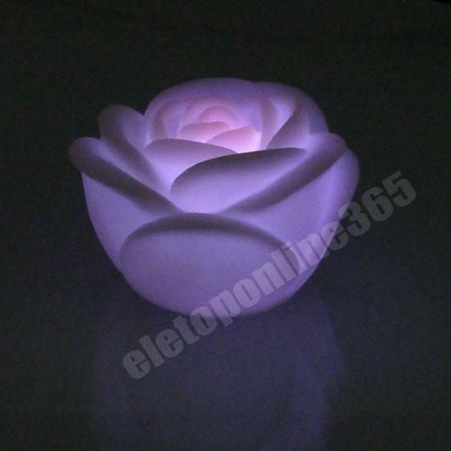 1xChanging Color Floating Rose Flower LED Candle lights  