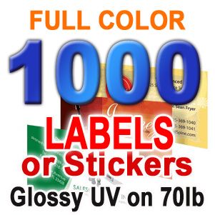 1000 CUSTOM PRINT LABLES, STICKERS Full Color 2x3.5   