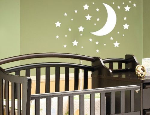 moon stars childrens nursery vinyl wall decal goodnight  