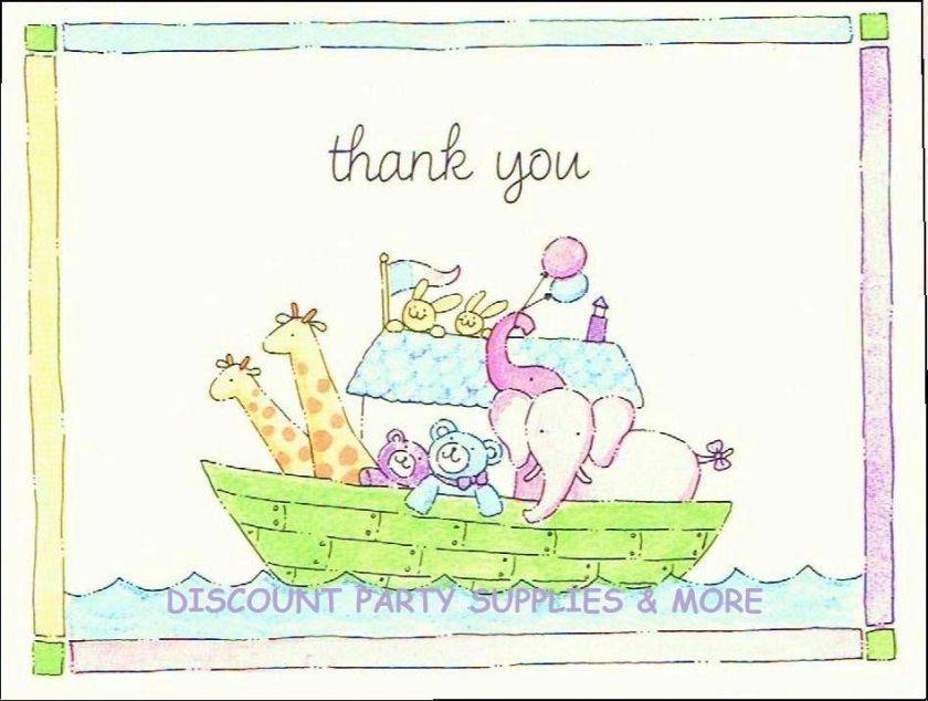 Baby Shower Noahs Ark Party Thank You Cards  