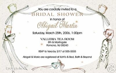 Elegant Wedding Bridal Shower Tea Cup Invitations  