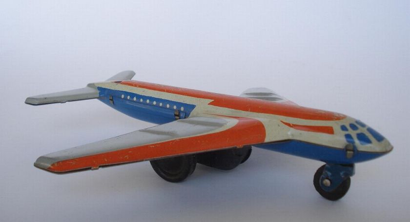 1970s VINTAGE CHILD TIN FRICTION TOY   AIRPLANE  