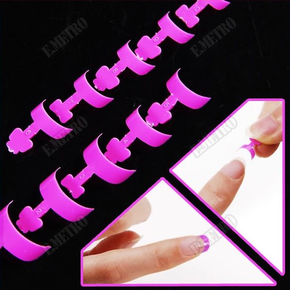 100pcs Mini French Nail Art Side False Tips Pink + Box  