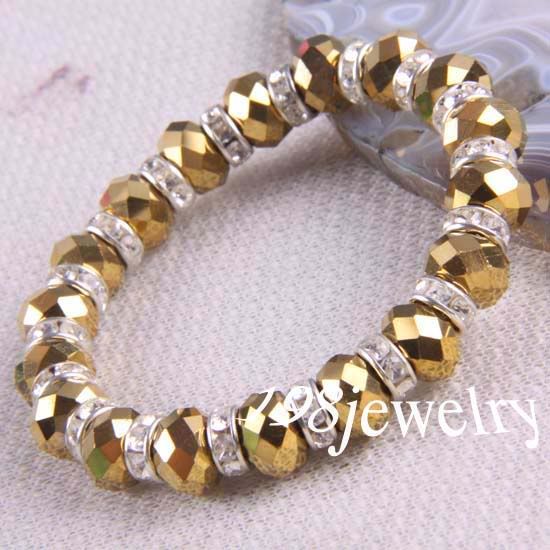 Gold Swarovski Crystal beads Stretch Bracelet TH538  