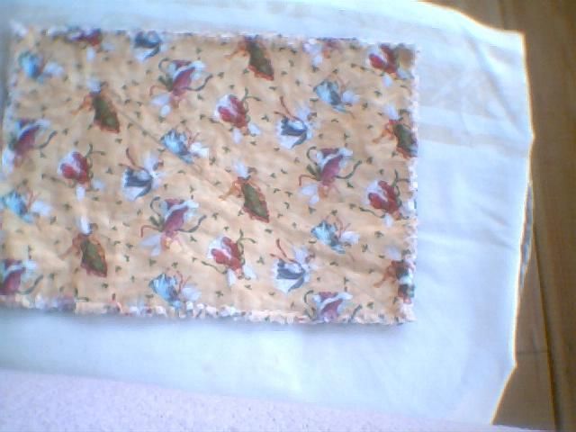 Fabric Rag quilt placemat Christmas Angels Holly leaves  