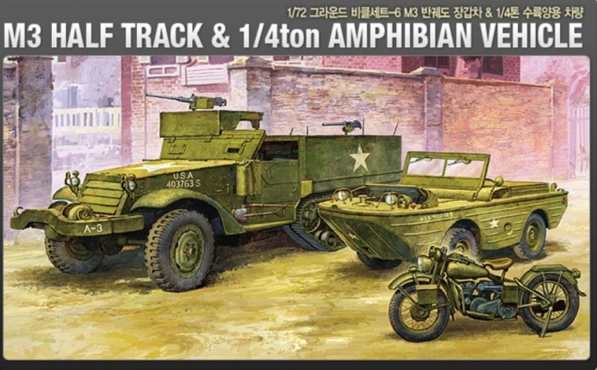 72 ACADEMY M3 HALF TRACK & 1/4TON AMPHIBIAN VEHICLE  