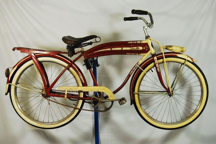 Vintage 1940s Westfield Clipper balloon tire bicycle bike Columbia red 