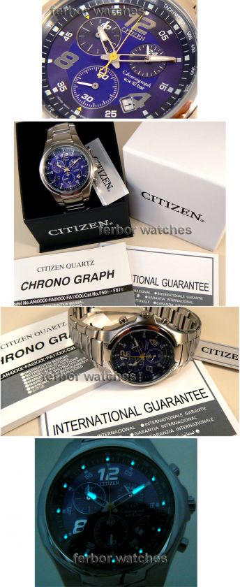 CITIZEN MEN CHRONO JAPAN SS BLUE DIAL 100m AN7017 51L  