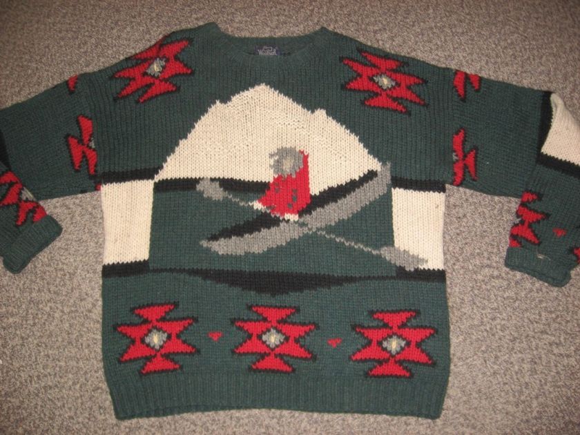 vtg Retro Mens Woolrich 100% Wool Knit Sweater Holiday XMAS Mens Size 