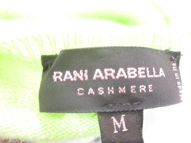 RANI ARABELLA Lime Green Argyle Cashmere Sweater Sz M  