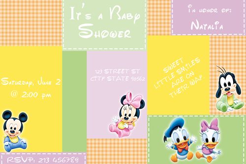 Baby Disney BABY SHOWER Custom Invitation FAST SERVICE  