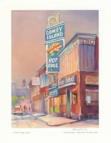 Coney Island Hot Dogs Worcester Hand Signed Neon Giclee  