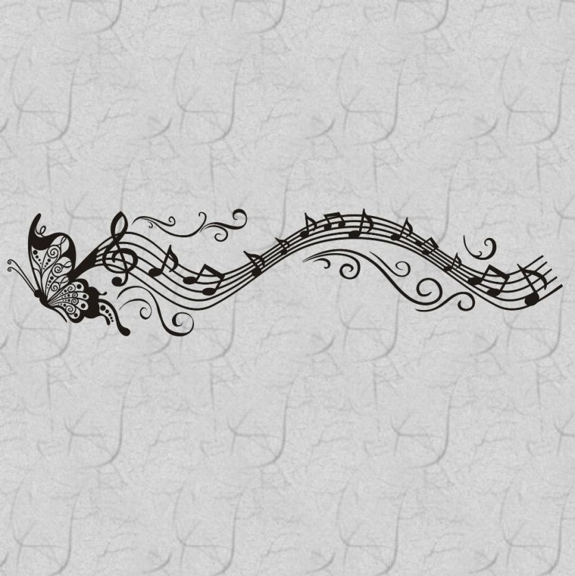 Musical Butterfly with Notes Vinyl Wall Decal,Home Decor Vinyl Words 
