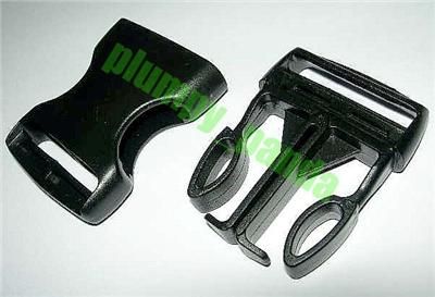 100 x Side Release Buckles 1 Black Plastic FREE Gift